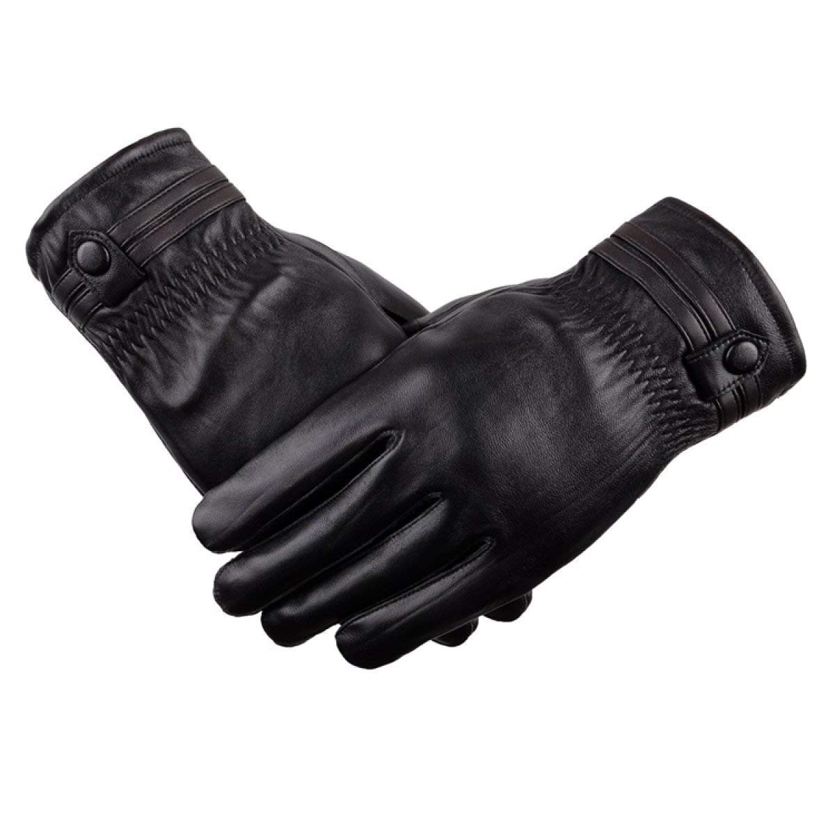 Unisex-Rękawiczki Dla Dorosłych Rękawiczki Męskie Miękkie Skórzane Rękawiczki Ciepłe Zimowe Napędowe Nowoczesne Casual Unisex Outdoor Zimowe Grube Rękawiczki Termiczne/Black/One Size
