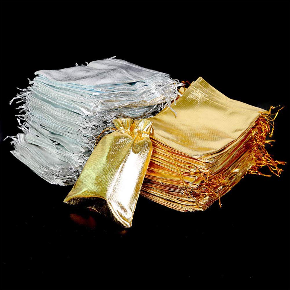 Lot De 100 Pochettes Cadeaux Argent Brillant 7x13 Cm - Pour Bijoux, Emballage élégant