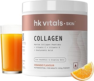Heal;thKart Hk Vitals Marine Collagen Supplement (Orange, 200 Gram) | Vitamin C, E, Sodium Hyaluronate | for Healthy Skin, Hair & Nails