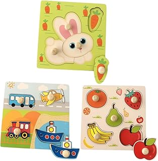 Toyvian 3 Conjuntos De Quebra-Cabeças De Madeira Para Crianças De 1 A 3 Anos Brinquedos Montessori Para Crianças De 4 Anos Brinquedos Montessori Para Crianças De 3 Anos Ou Mais