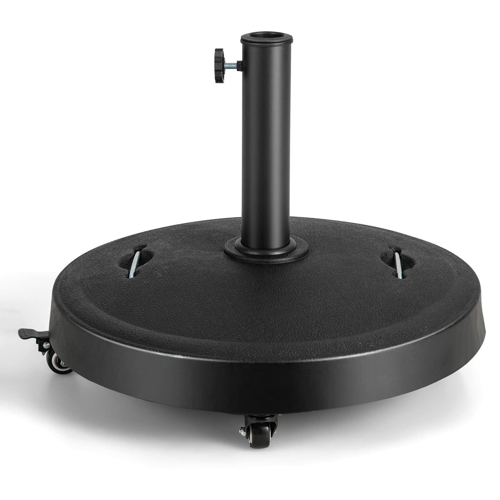 Pied de parasol sur roulettes 23 kg COSTWAY en résine noire pour mât de 38/48 mm