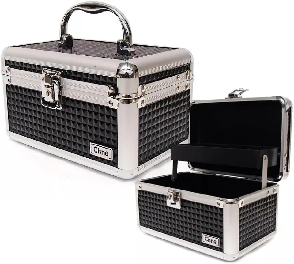 Maleta De Maquiagem Profissional Pequena Cisne Ruby's Vazia Porta Jois Acessórios (Preto)