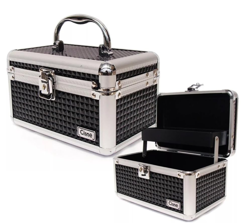 Maleta De Maquiagem Profissional Pequena Cisne Ruby's Vazia Porta Jois Acessórios (Preto)