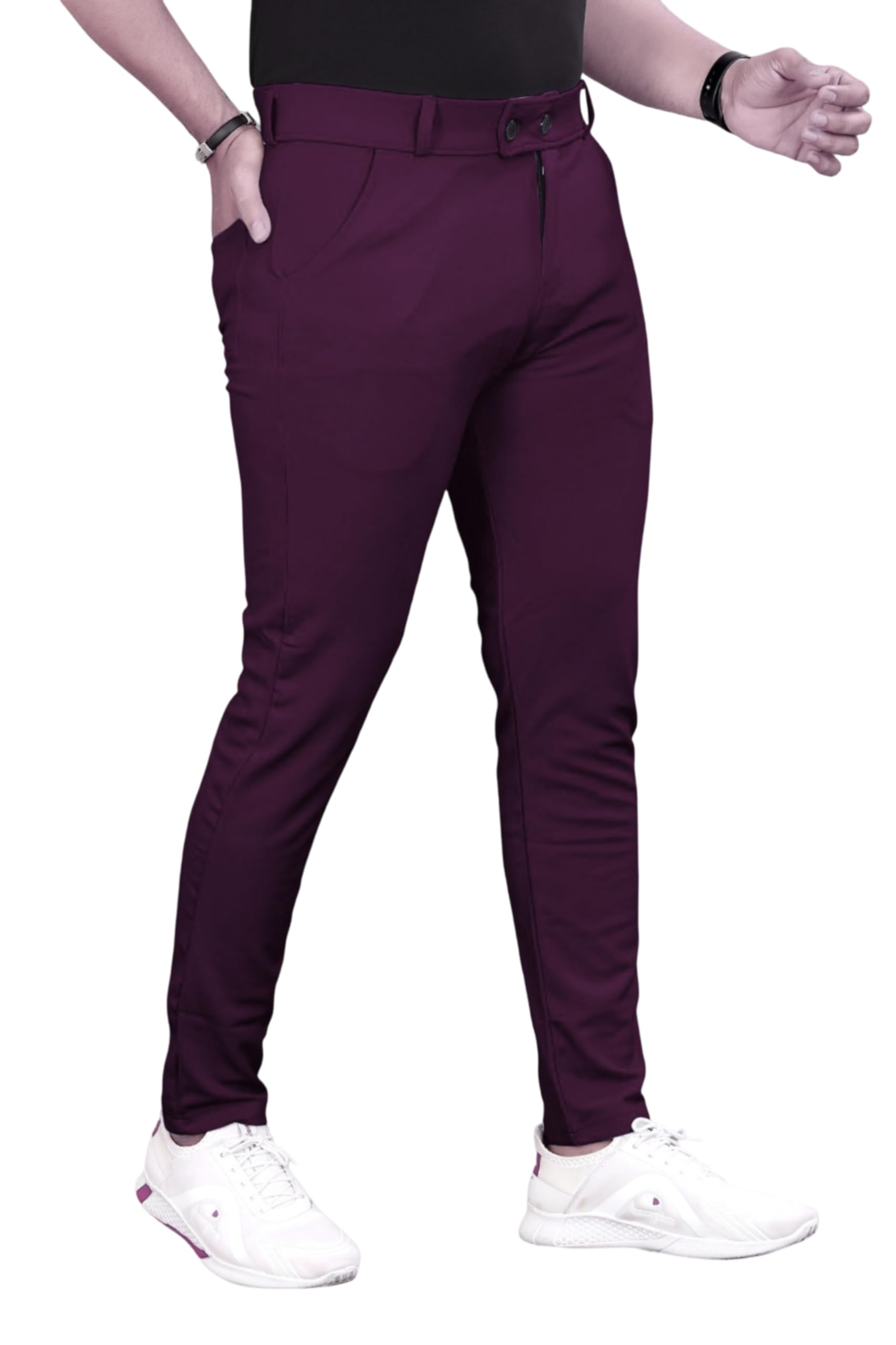 gibbonte Men's Formal Slim Fit Trousers | Mid-Rise Solid Pants with Button Closure | Perfect for Office (Pack of 1)-picture-54