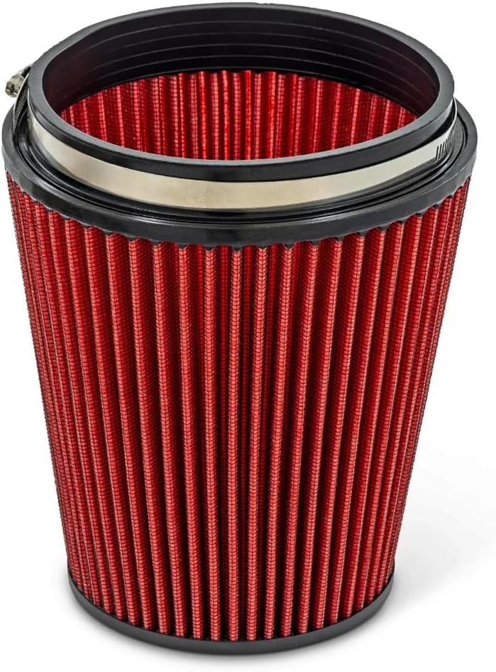 Rough Country Cold Air Intake Replacement Filter, Premium Washable Clamp-On Air Filter - 5-7/8" Inlet, 8-3/8" Tapered Length