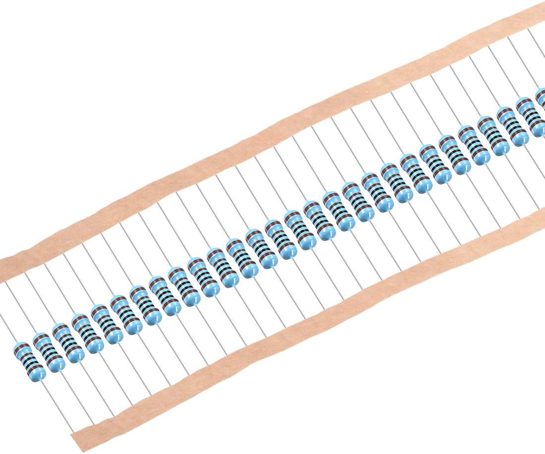 sourcing map 100Pcs 1K Ohm Resistor, 1/2W 1% Tolerance Metal Film Resistors, Lead, 5 Bands for DIY Electronic Projects and Experiments