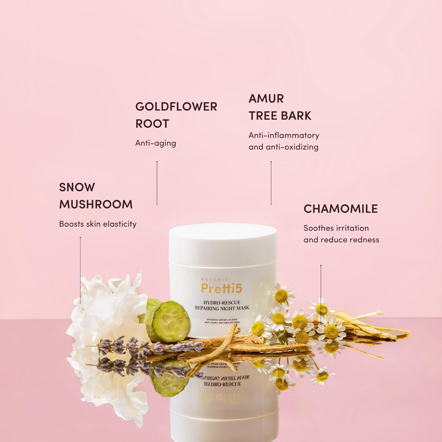 Pretti5 Botanic Hydro-Rescue Repairing Night Mask Nighttime Ritual for Softer, Plumper & Deeply Nourished Skin TCM Science-Led Innovation Vegan Sensitive Skin Safe 100g Jumbo Size - Image 2