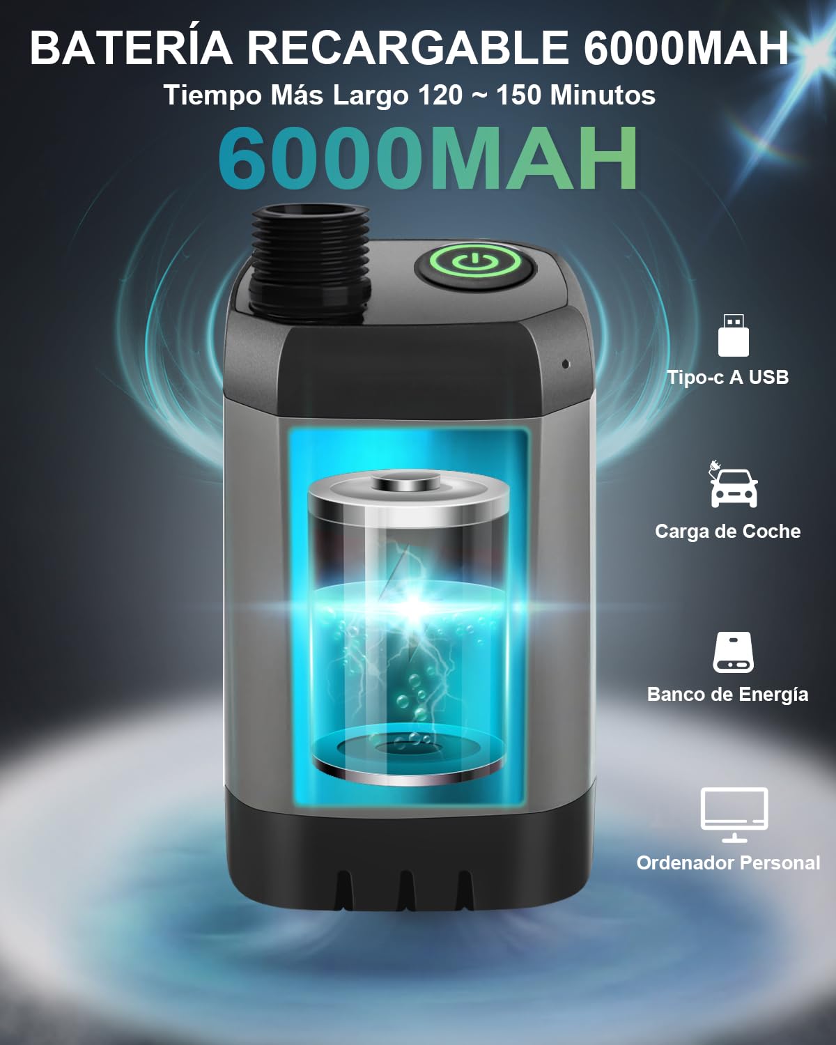 AUTOPkio Campingdusche mit Akku, Verbesserte Camping Dusche 6000mAh Wiederaufladbar Pumpe, Intelligente Digitalanzeige für Camp, Outdoor, Haustier, Notfall