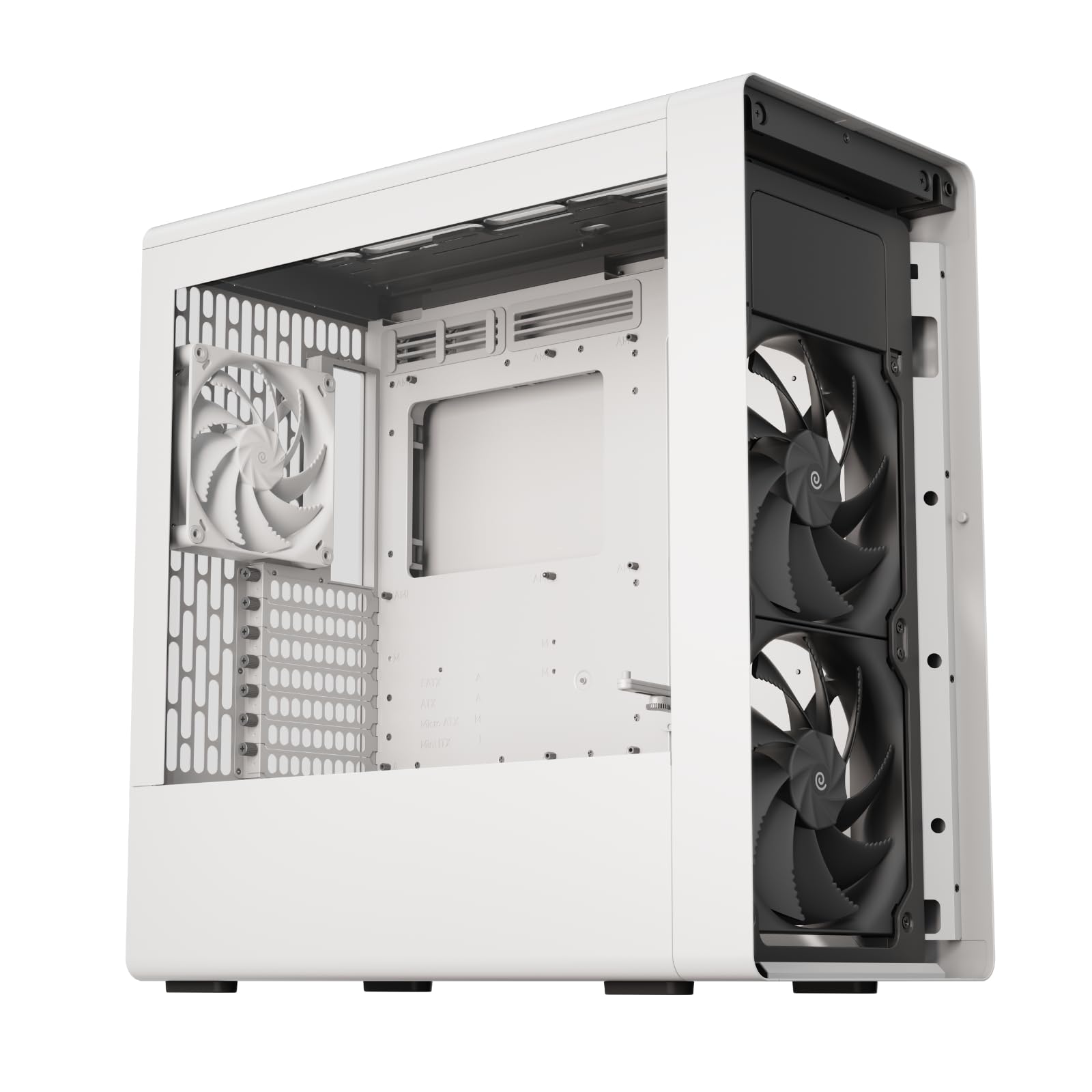 HAVN BF 360 Flow High Airflow ATX Mid Tower PC Case, Semi-Open SGCC Steel Frame, SimpliCable Cable Management, 2X 180mm Fan, 1x 140mm Fan 360mm Radiator Mounts, Magnetic Panels – White