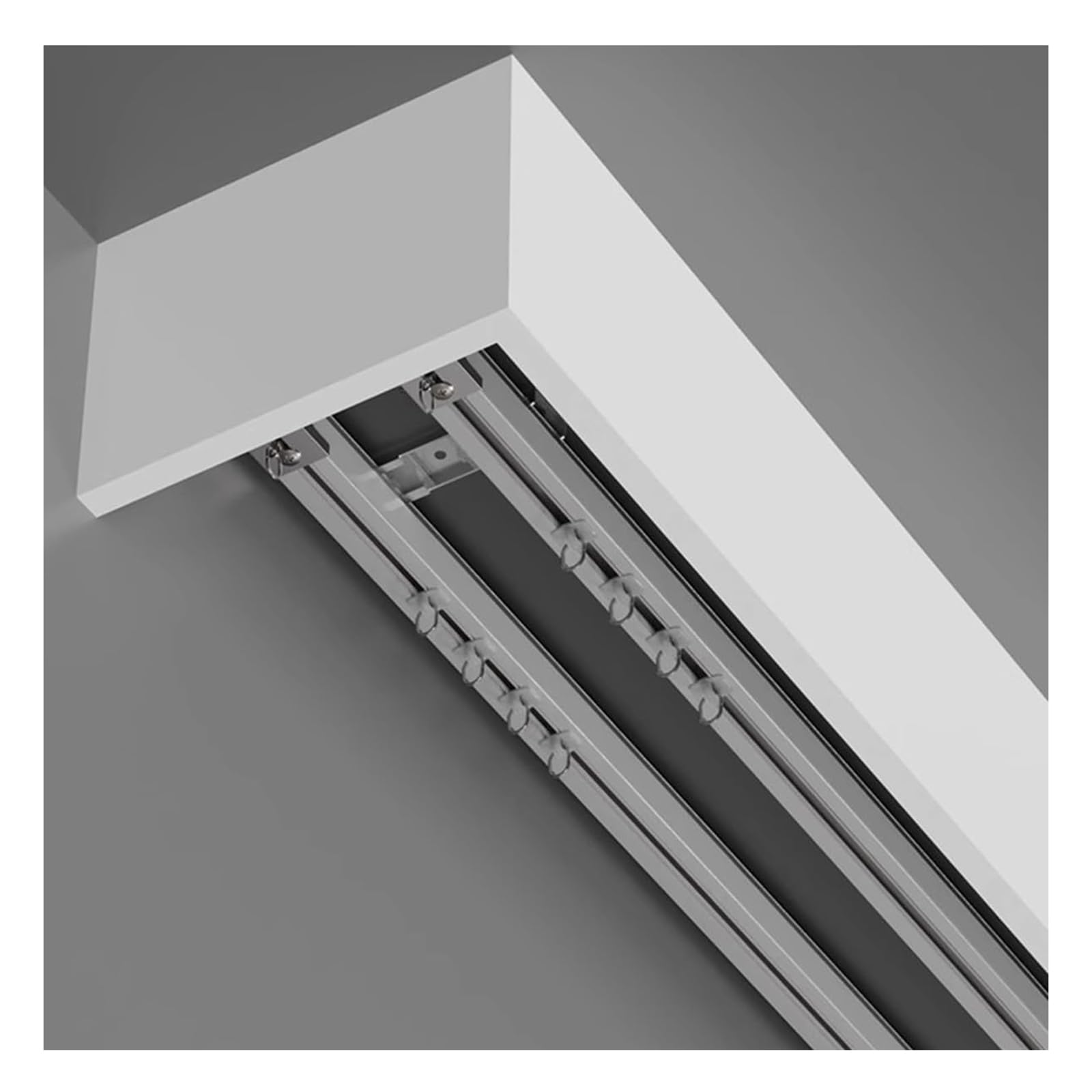 Double Rails Curtain Box with Track - Three-in-one Room Dividers Set For Windows,Functional Alternative To Traditional Curtain Rods For Every Space (Size:1.4m (4.6ft),Color:Ceiling Mount)