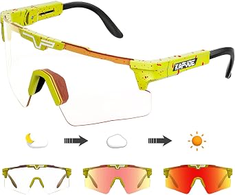 KAPVOE Photochromic Cycling Glasses Sports Sunglasses Mountain Bike Gasses Clear MTB Glasses Men Women Bicycle Riding Glasses