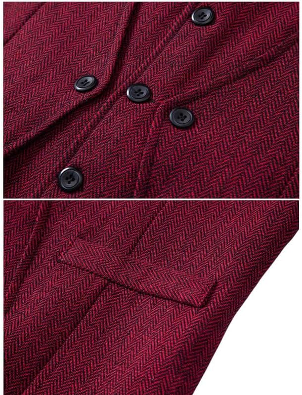 Men's Herringbone Tweed Suit Vest Wool Blend Layered Waistcoat for Wedding