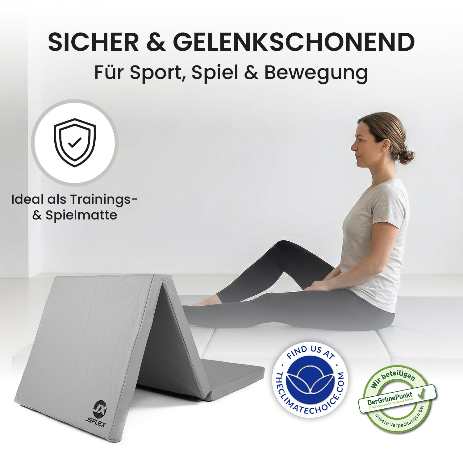Jeflex - Roze inklapbare zachte vloermat & turnmat 180 x 60 x 6 cm MADE IN GERMANY/opvouwbare gymnastiekmat/ruimtebesparende fitnessmat & opvouwbare yogamat/dikke sportmat voor kinderkamer