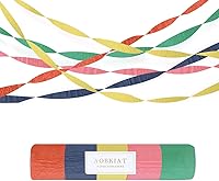 Vista 10 de AOBKIAT 5 rollos de papel crepé de serpentinas de arco iris, decoraciones de fiesta de Candyland para Navidad, cumpleaños, boda, despedida