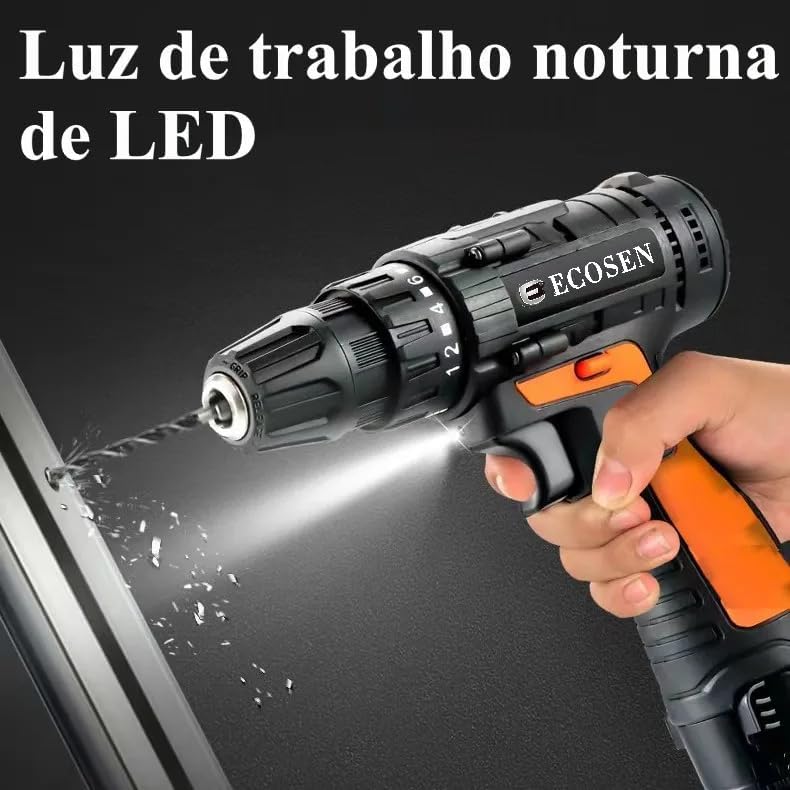 LED work light illuminating drilling area