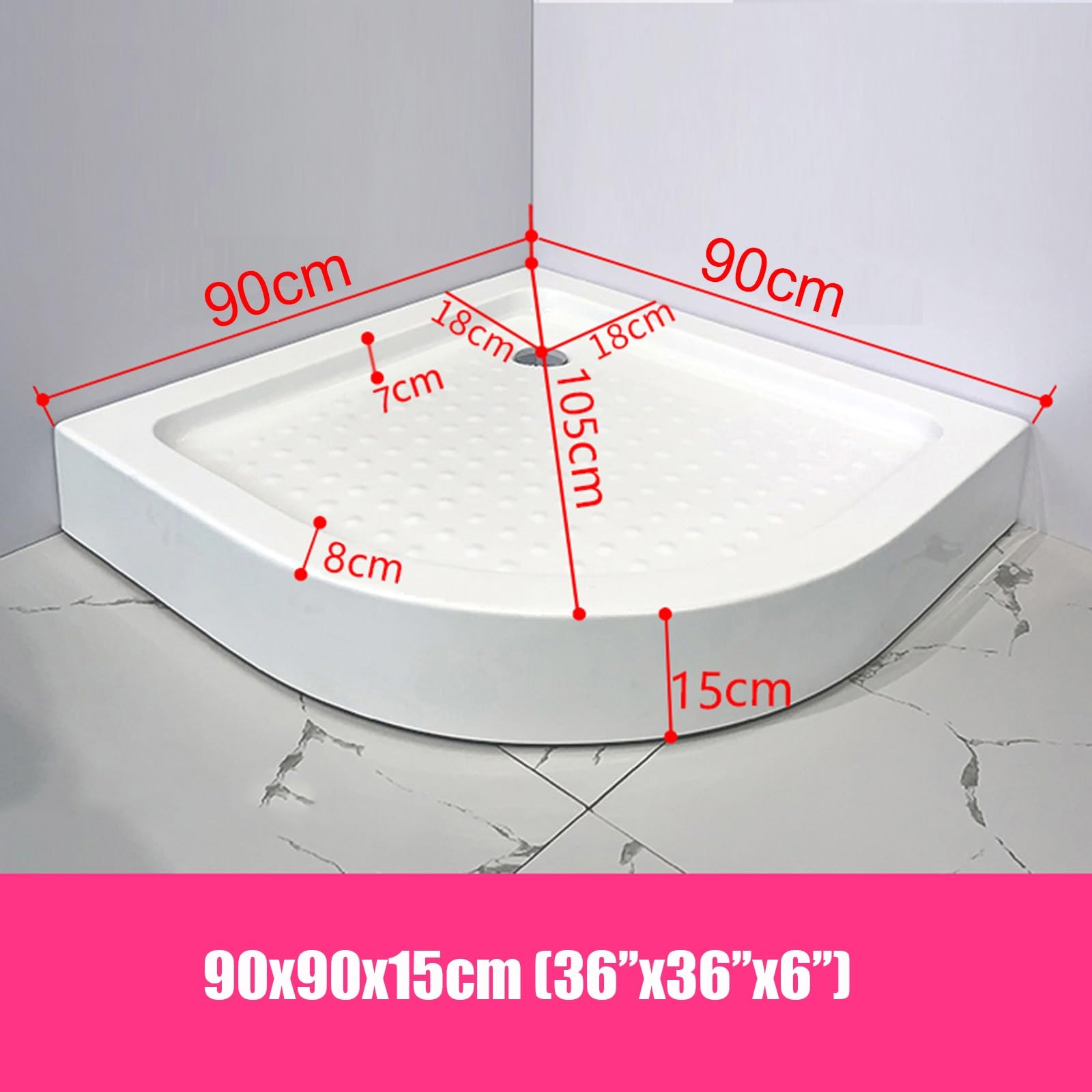 Amazon.com: Yclty Acrylic Shower Base in Glossy White - Non-Slip