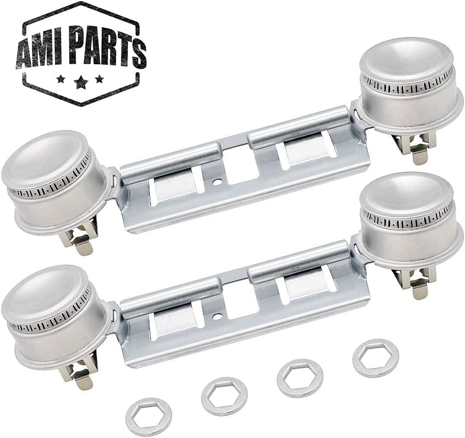 Double Burner Assembly WB16K10026 WB29K17 Double Stove Top Double Surface Burner Kit Replacement Compatible with General Electric Hot.point Gas Stove Range Assembly(2pack)