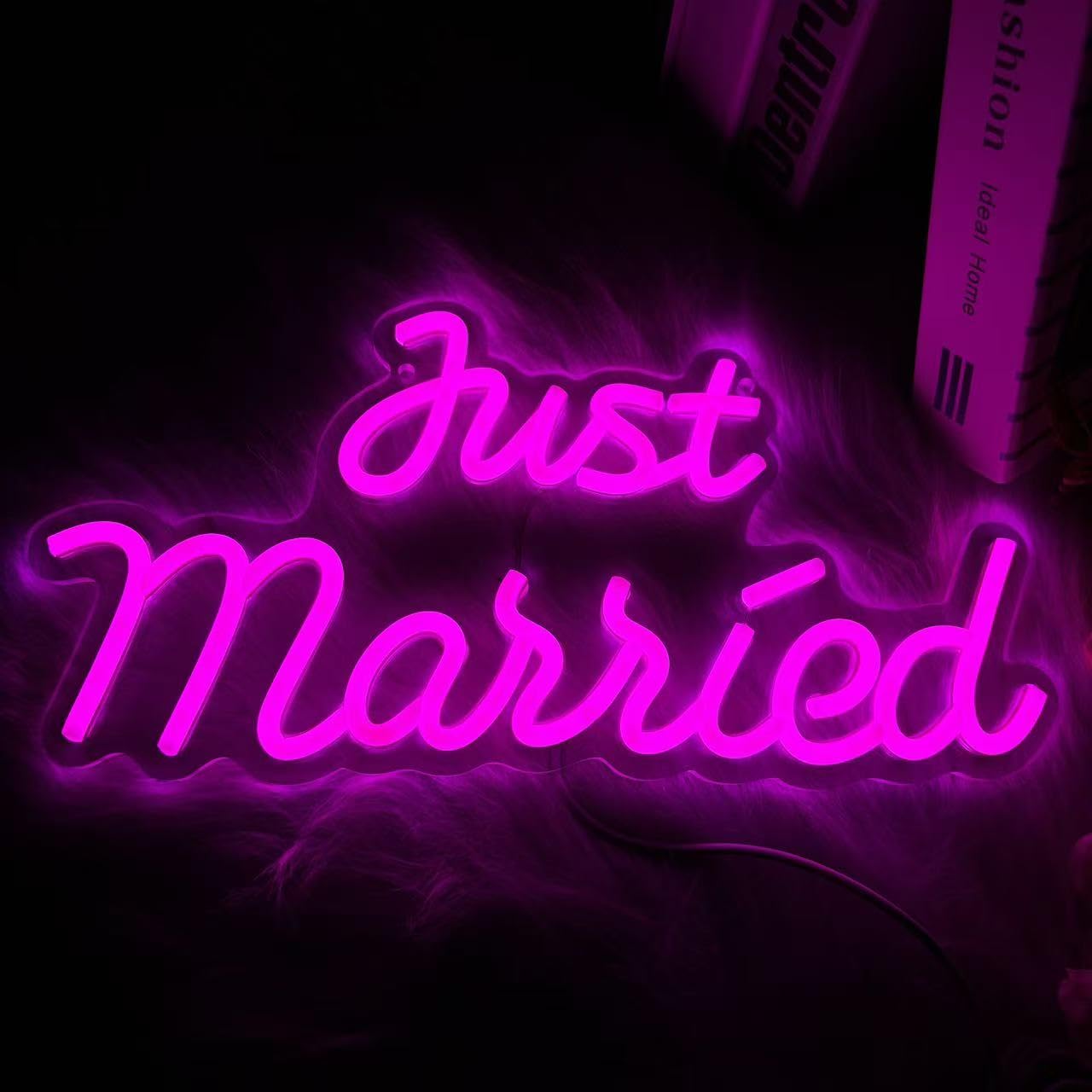 Just Married Neon Schild, dimmbares LED-Liebeslicht für | Hochzeitsdekorationen, Antrag, Verlobung, künstlerische Wanddekoration