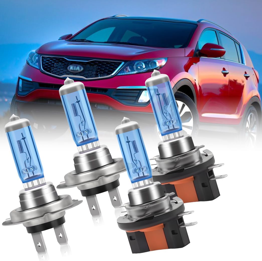 Headlight Bulbs for Kia Sportage 2011-2016, H7 High Beam and H11B Low Beam, 300% Brightness, High Performance Halogen Combo, 4PCS