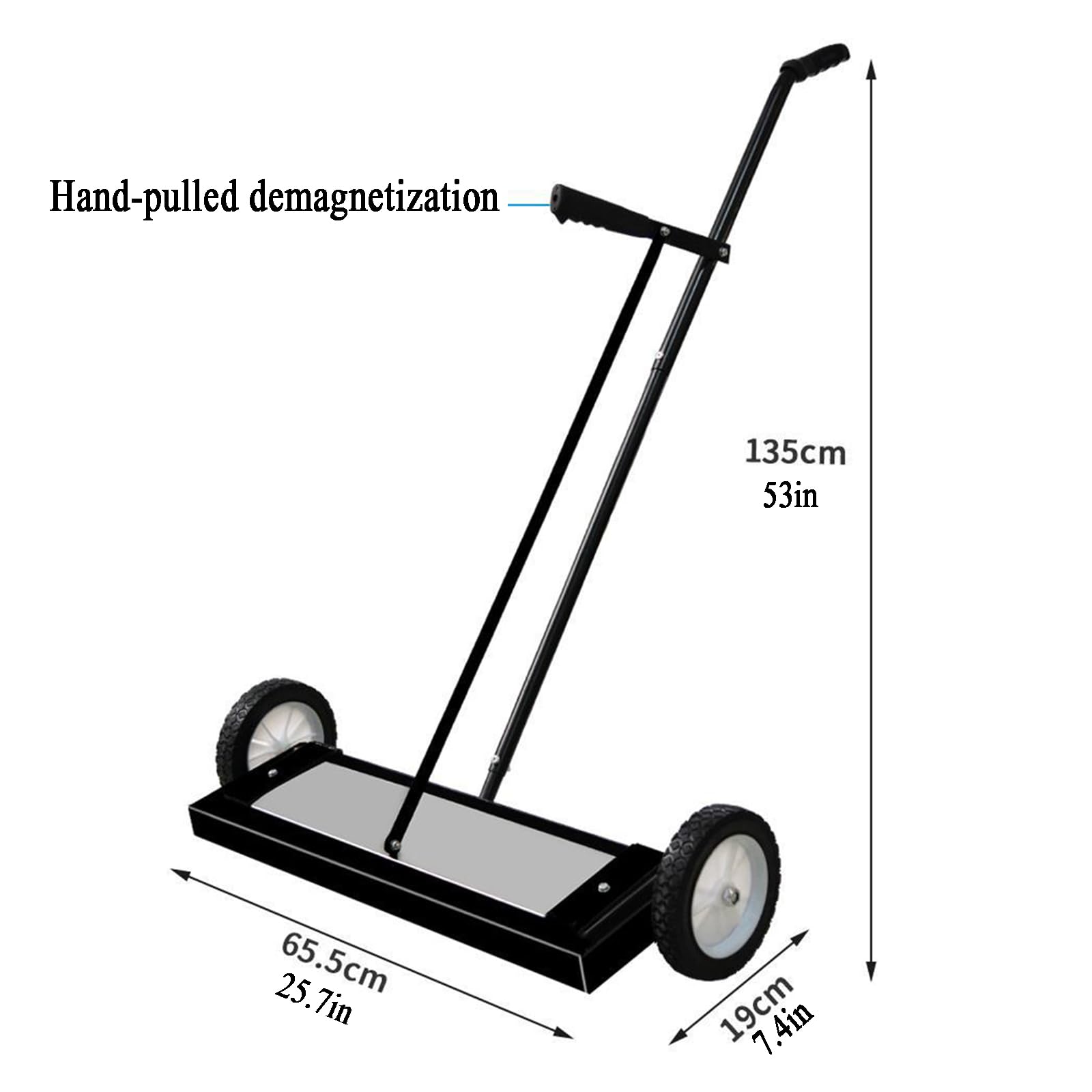 25.7" Barredora Magnética con Ruedas, Herramienta De Recolección Magnética De 1500 Gauss, Desmagnetización Manual, Puede Liberar Instantáneamente Materiales Metálicos, para Taller, Garaje
