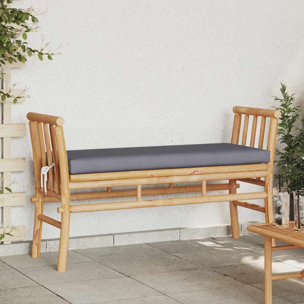 Banco de jardín con cojín marrón 110 x 38 x 65 cm bambú balcón