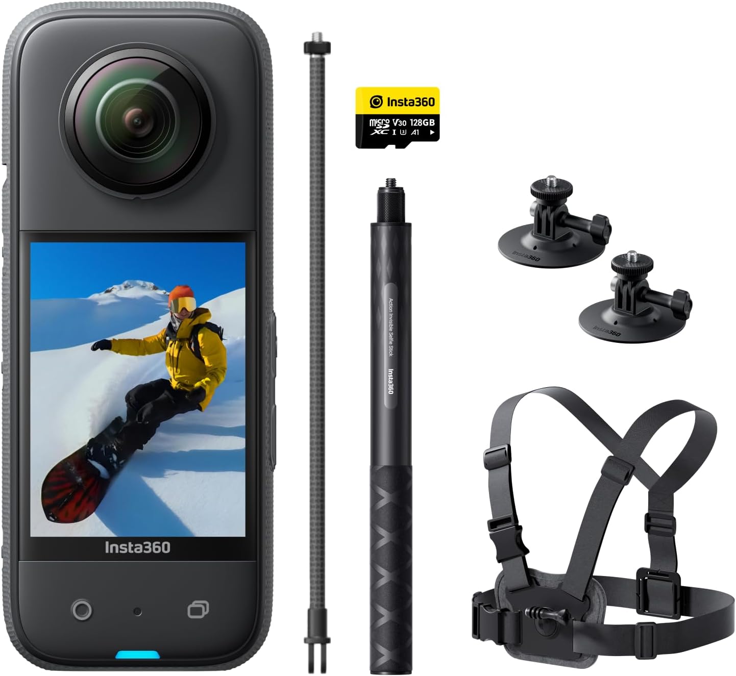 Insta360 X3 | 360 Degree Camera New 1/2 Inch 48MP Sensor IPX8 Waterproof 5.7K 360 Degree Video 72MP 360 Degree Photo Shake Correction Active HDR 4K First Person View 60fps Selfie 360 Degree Horizon