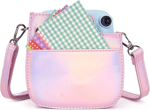 Miniatura 3 de Instant Mini 12 - Funda protectora para cámara Fujifilm Instax Mini 1211, funda de piel sintética de alta calidad para cámara con bolsillo y correa