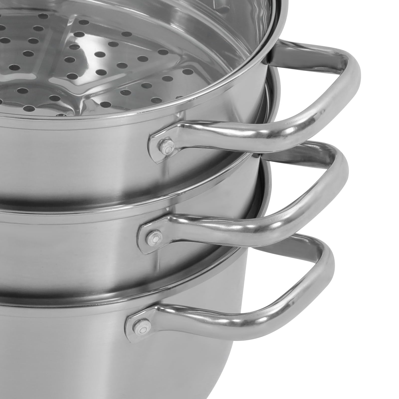 Gardampfkochtopf 3 Etagen Mantowarka Dampfkocher aus Edelstahl, 24cm Dampfgarer Topf Multifunktionale Dampfeinsätzen Kartoffeldämpfer Dampfgartopf Dampfgarer Kochtopf mit 2 Dämpfschalen