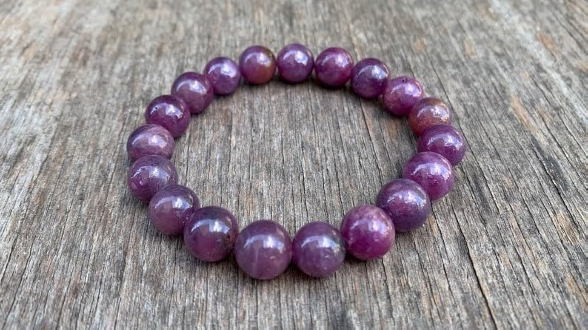 Unisex Natural Ruby 10mm Round Beads Stretchable Bracelet