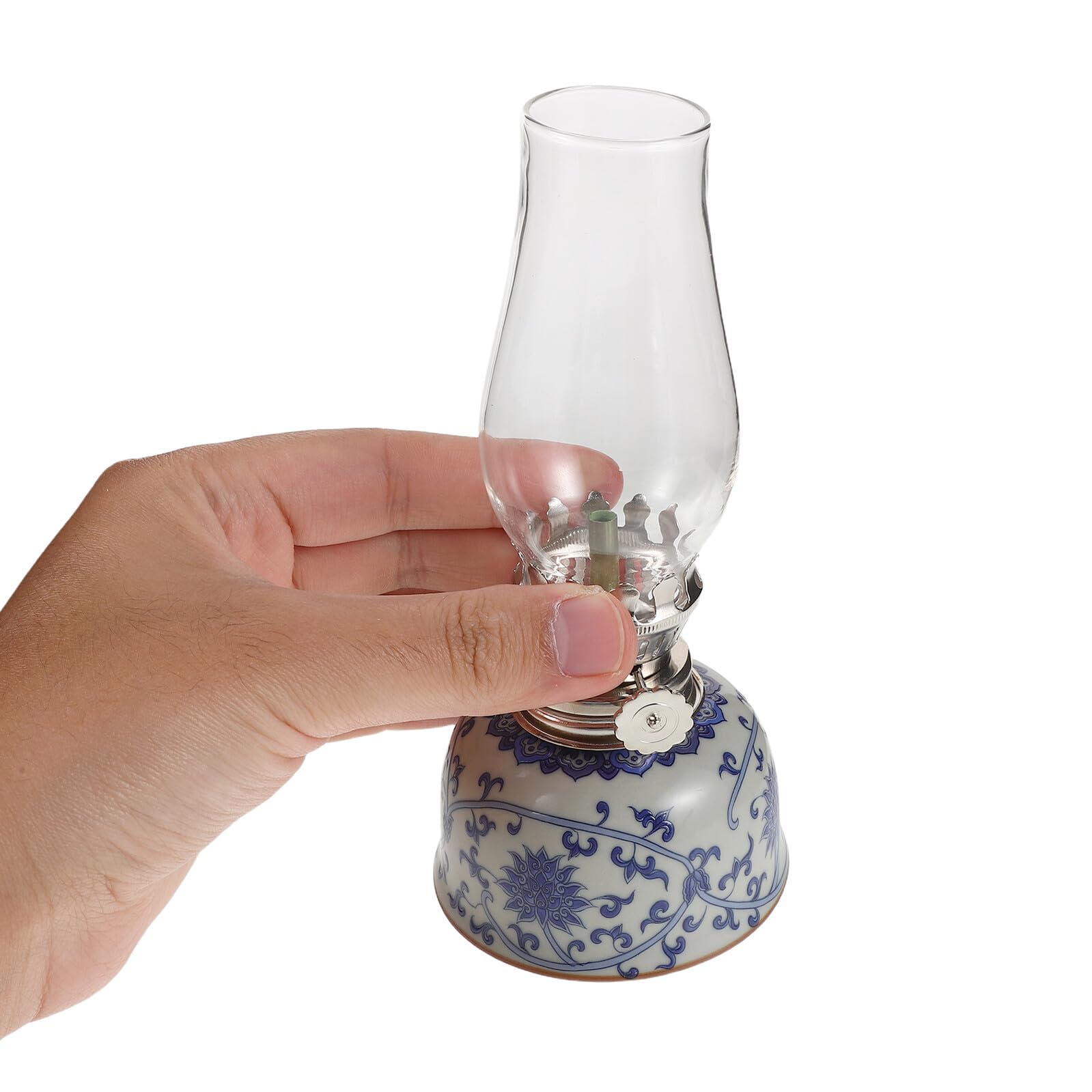 MAGICLULU Lampe à Huile Intérieure Vintage en Céramique Motif Lotus, Légère et Adaptée la Contemplation, pour Rituels Religieux et Chambre à Coucher