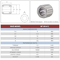 Vista 2 de XIKE 10 Pcs HF081412 8x14x12mm Outer Octagon One Way Needle Roller Bearings Compatible EasyWring Spin Mop and More.