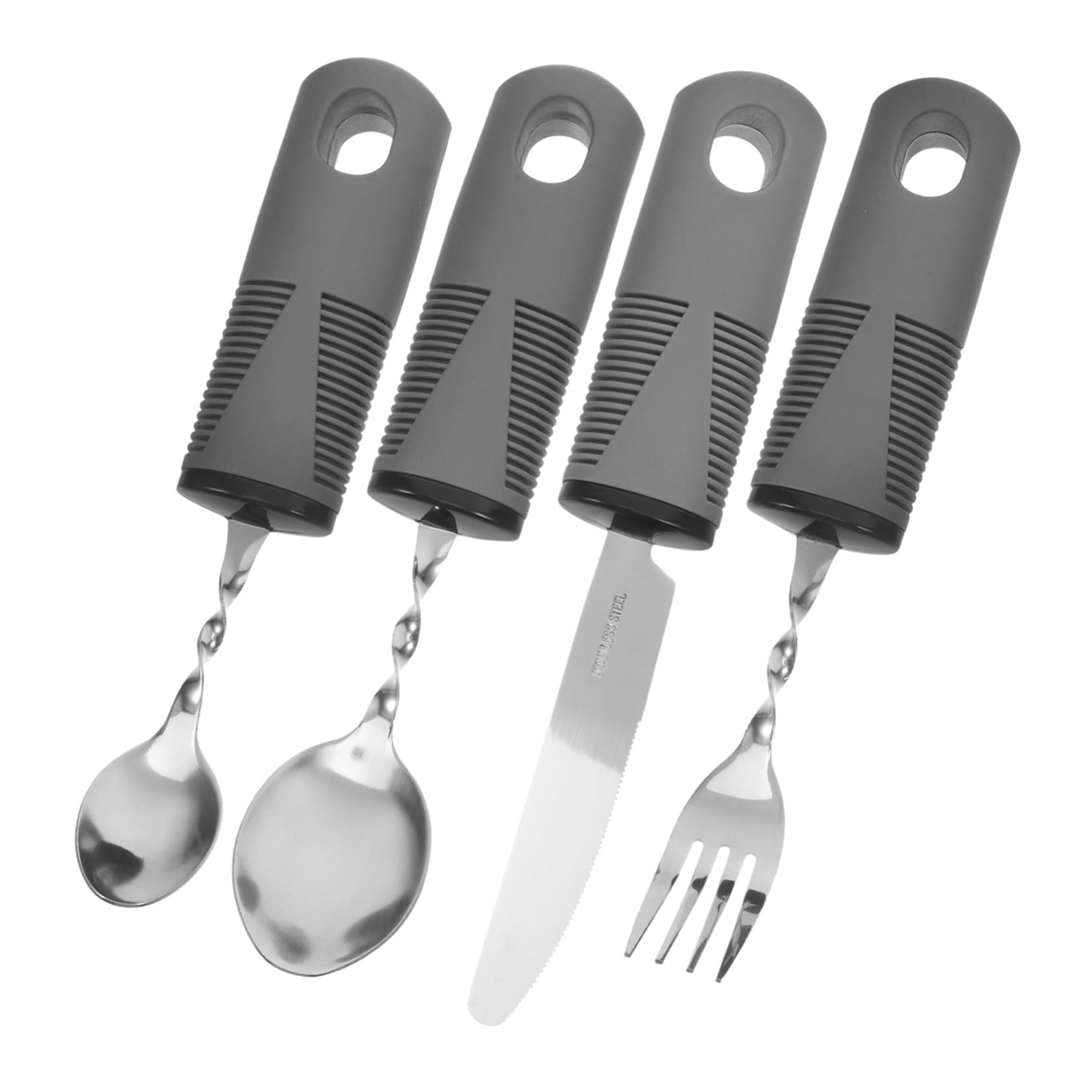 Cubiertos Adaptables para Mayores, 4 Piezas, Acero Inoxidable