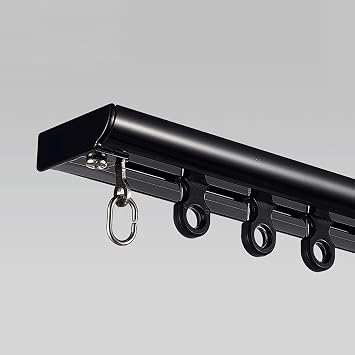 Ceiling Curtain Track RV Curtain Track Curtain Rail with Mute Rollers Privacy Curtains for Room Divider with Track,Roller,Installation Hardware, and End CapBlack,1m3.3ft