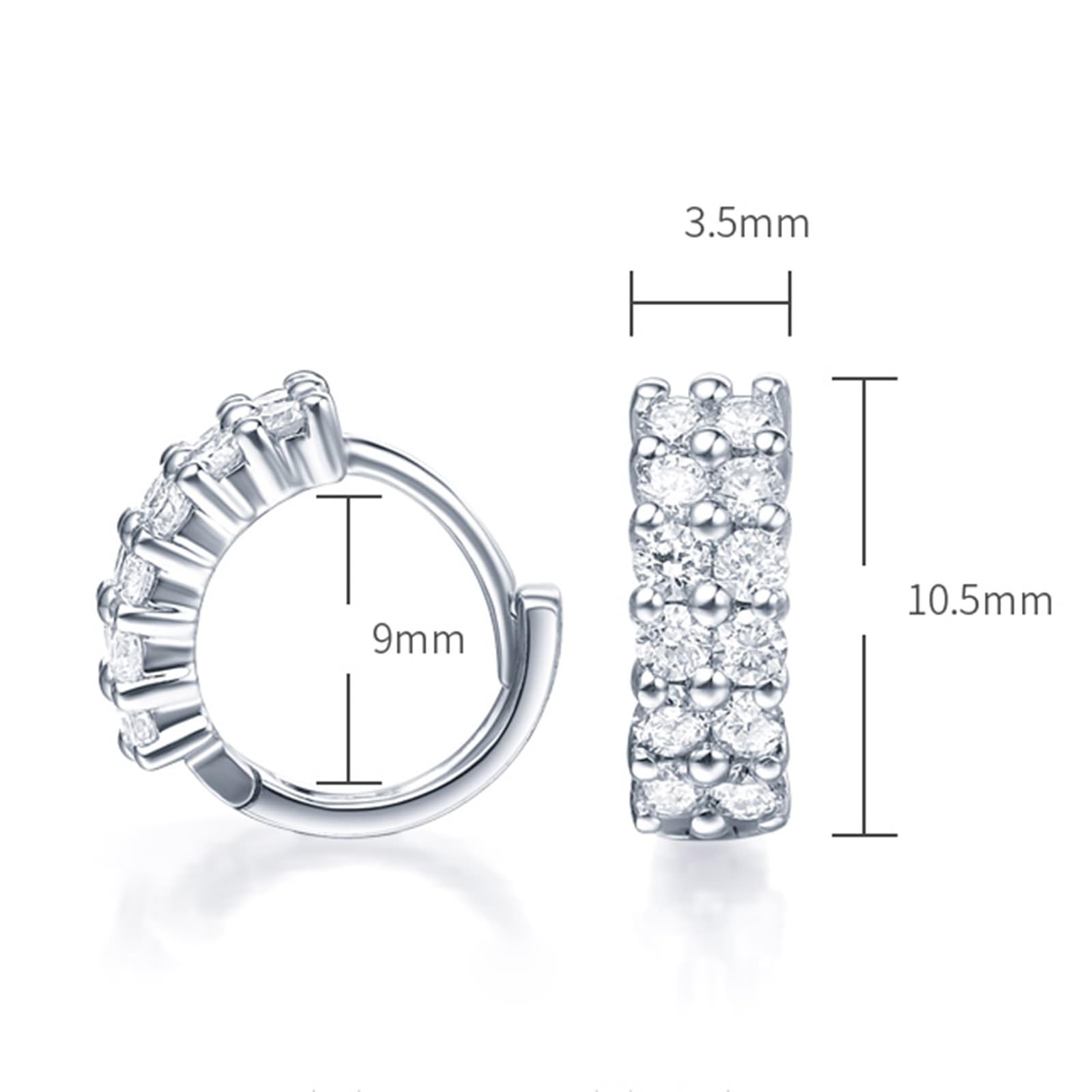 Creole Hoop 9K/14K/18K białe złoto, białe laboratorium stworzone diamenty podwójne rzędy kolczyków na sztyfcie damskie okrągłe szlify, 750/585/375 złote kolczyki chłopięce prawdziwe