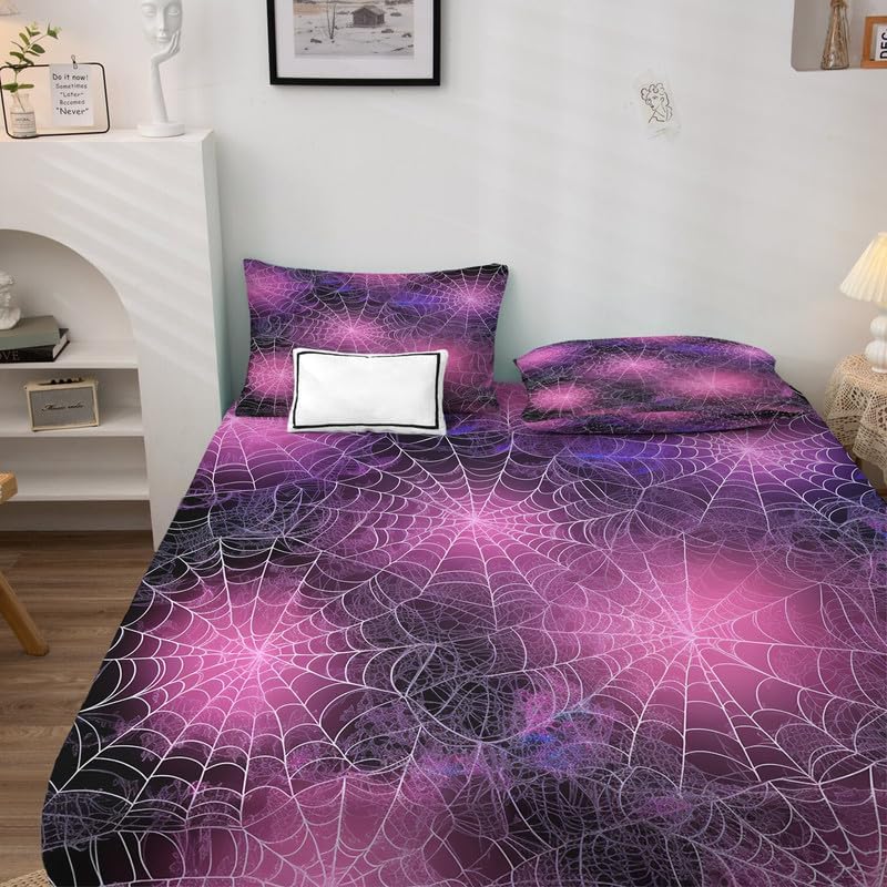 Miniatura 3 de Juego de sábanas de tela de araña tamaño Queen, sábanas de microfibra suave y bolsillo profundo, sábanas y fundas de almohada estampadas sin