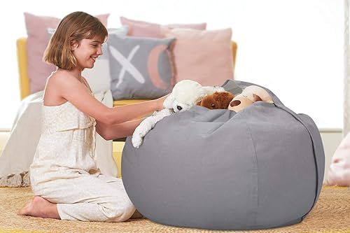 Miniatura 171 de Aubliss - Funda para organizar juguetes de felpa, se convierte en un puf cuando se rellena Se convierte en un puf para niños cuando está lleno. Aqua