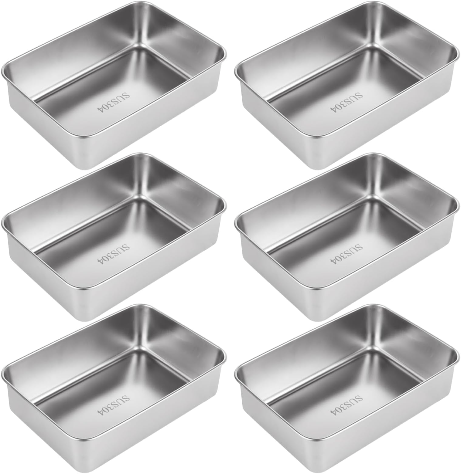 Set of 6 Loaf Tin, Stainless Steel Bread Loaf Pan for Baking, 21.5x14.5x6.5cm Rectangular Oven Baking Pan Bakeware Set for Bread, Loaves, Cakes and Bakes