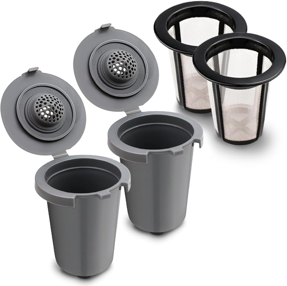 Reusable Filter Cup for Cuisinart,Compatible with SS-RFC Single Serve Brewer Coffe Maker (2 Pack with 2 Mesh Filters)