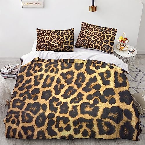 Parure de lit léopard 3D microfibre ultra douce avec fermeture éclair - 3