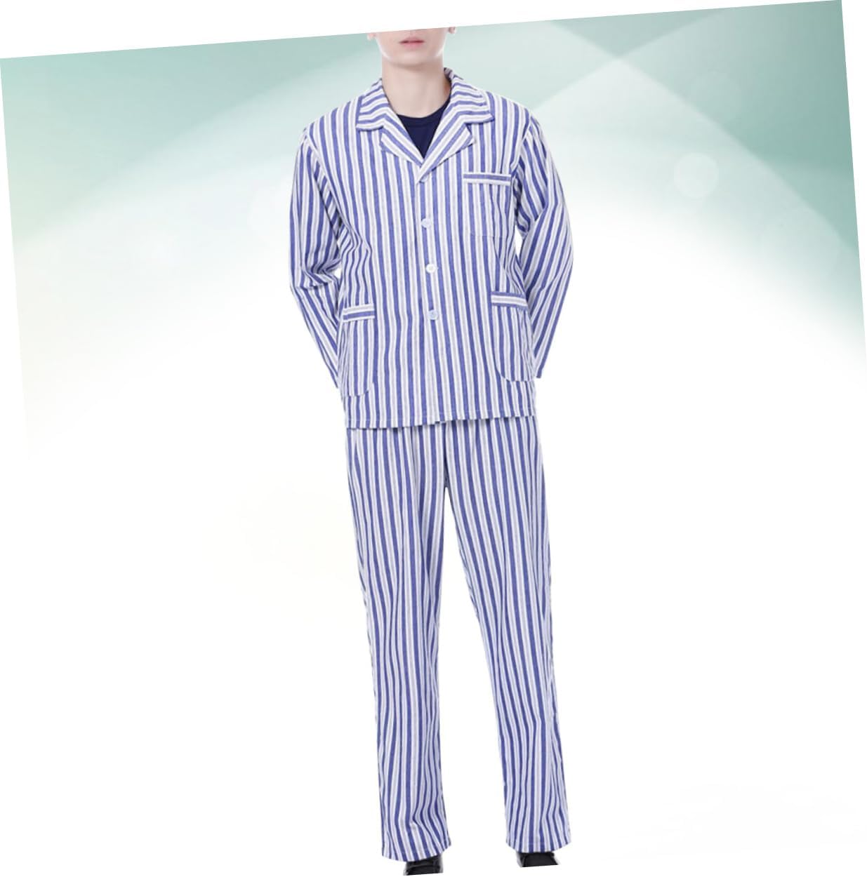 Holibanna 1set Comfortable Cotton Sleeve Pajamas for Hospital Patients and Sleepwear Breathable Patient Clothing for Home and Bedridden Use Blue
