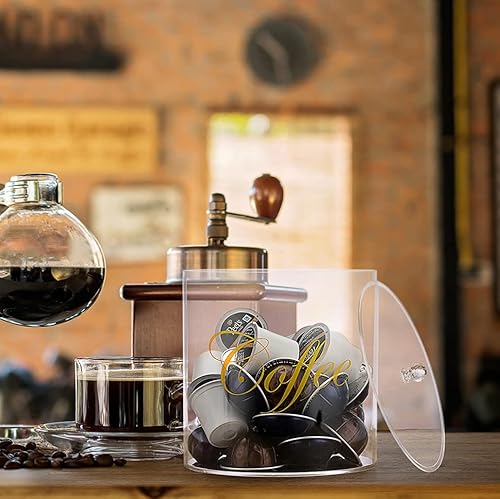 Elldoo Clear Acrylic Coffee Pod Holder With Lid For Nespresso Capsules Vertuoline Originalline, Large Capacity Coffee Pod Organizer Dispenser For Coffee Bar Accessories Kitchen Countertop #TOP6