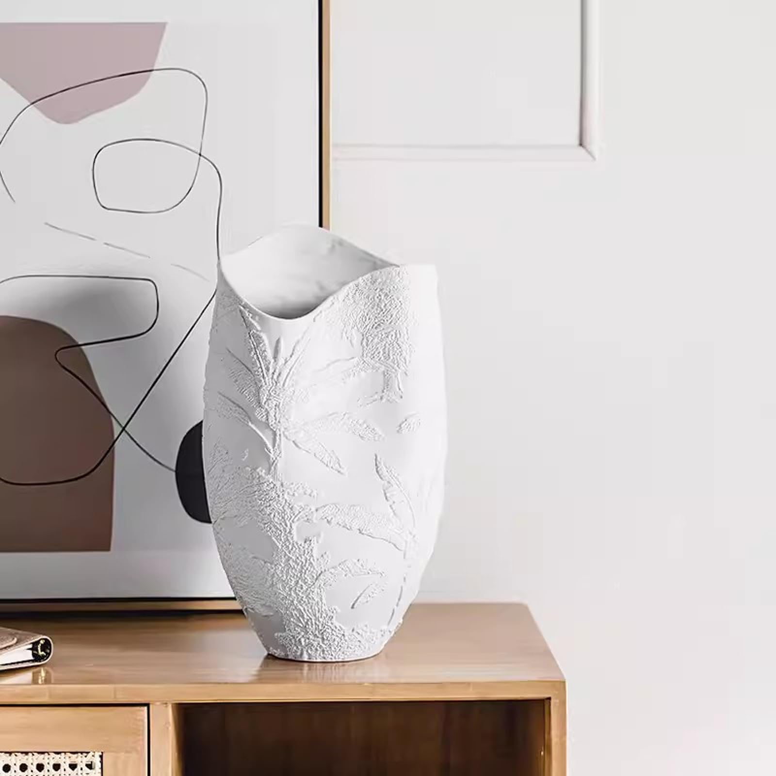 Wazony Duża biała płaskorzeźba ceramiczne artykuły kwiatowe świeże kwiaty wazon hydroponiczny salon u rodziny goszczącej salon dekoracja przedpokoju Dekoracyjny wazon na kwiaty