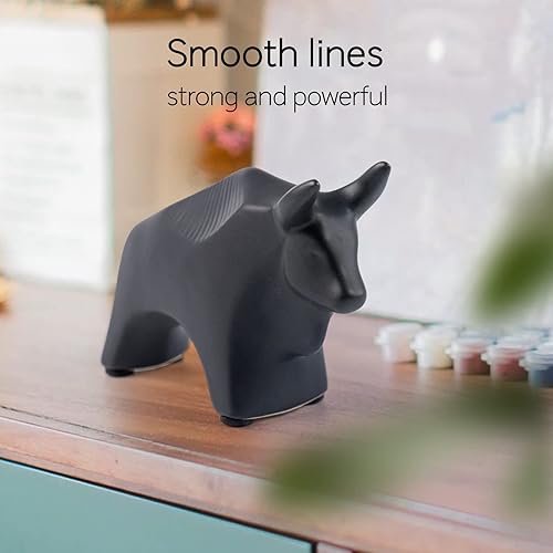Vista 2 de Notakia Estatuas de toros de animales pequeños, decoración del hogar, adornos decorativos de estilo moderno para sala de estar, dormitorio
