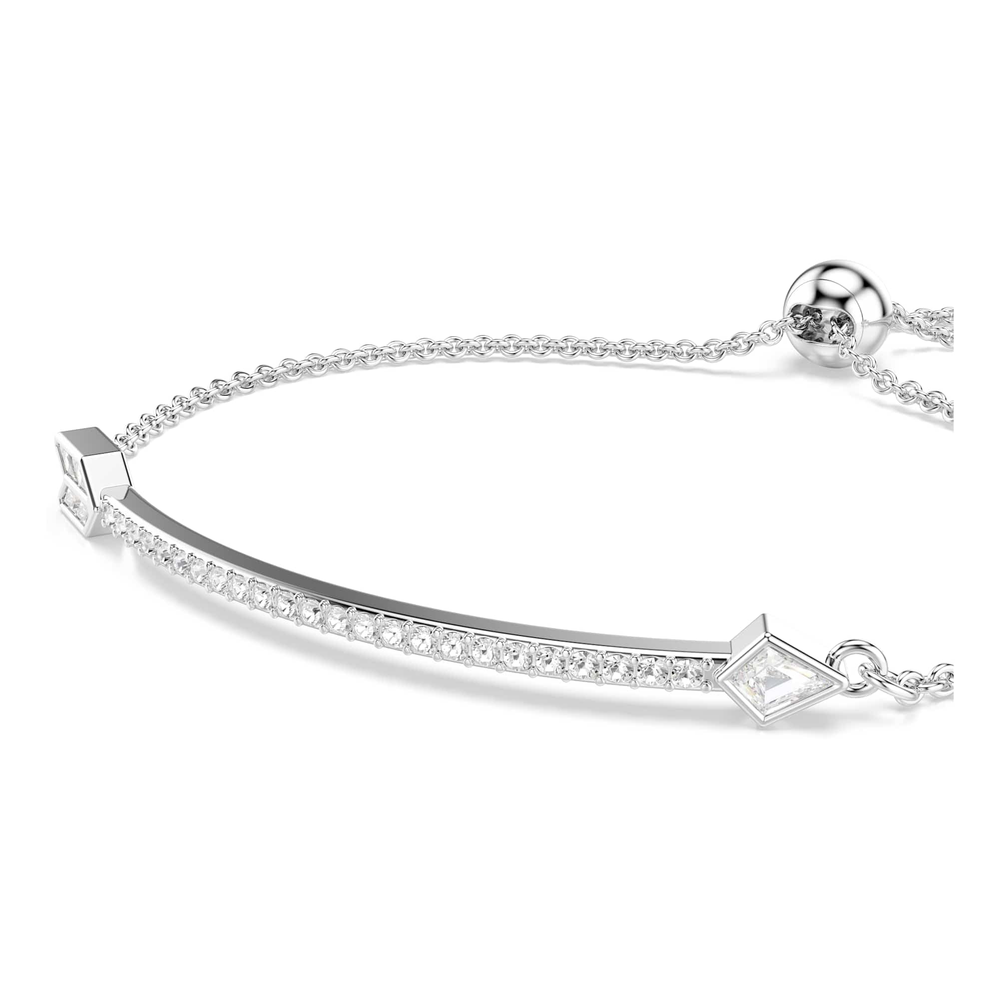 Swarovski Braccialetto Idyllia, Taglio misto, Freccia, Bianco, Placcato rodio