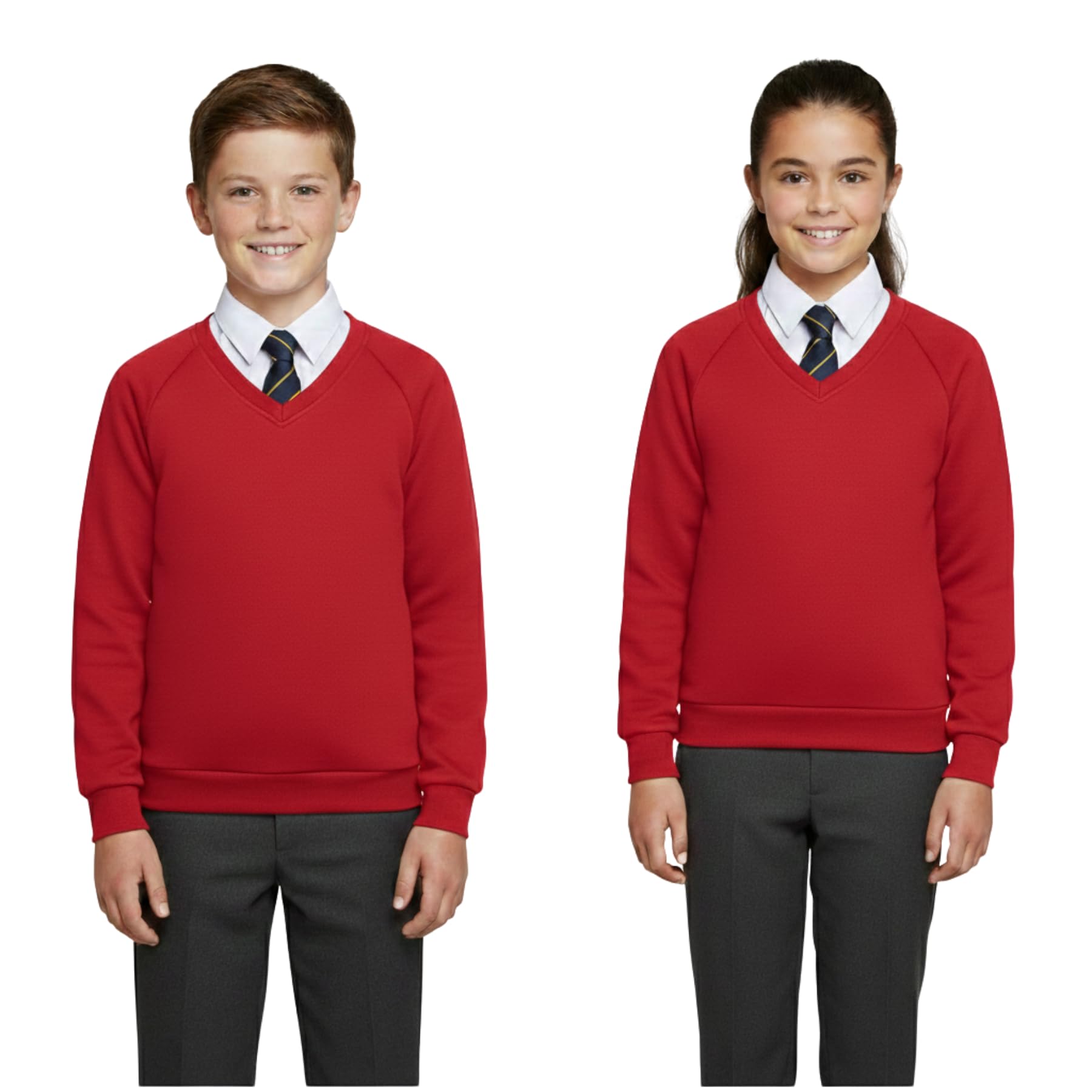 A2z 4 Kids Boys Red 2 Pack Kids School Jumper V Neck Sweatshirt - V Neck Jumper 11-12