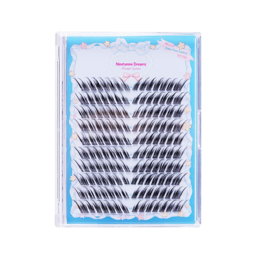140PCs Baby Foxy Cat Eye False Eyelashes 3D Lightweight Wispy Natural Comfortable Thin Band Spiky, Cat/Foxy/Siren Eye Fox Eyelashes Packs