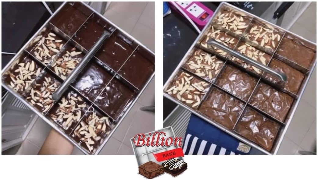 Stainless Brownie Cutter - 8,9,10,11,12 Inch Heavy Duty Baking Pan or Slicer Ensures Perfect Crispy Edges - Cake Portion Cutter (Cutter 8x8"12 Pcs.)