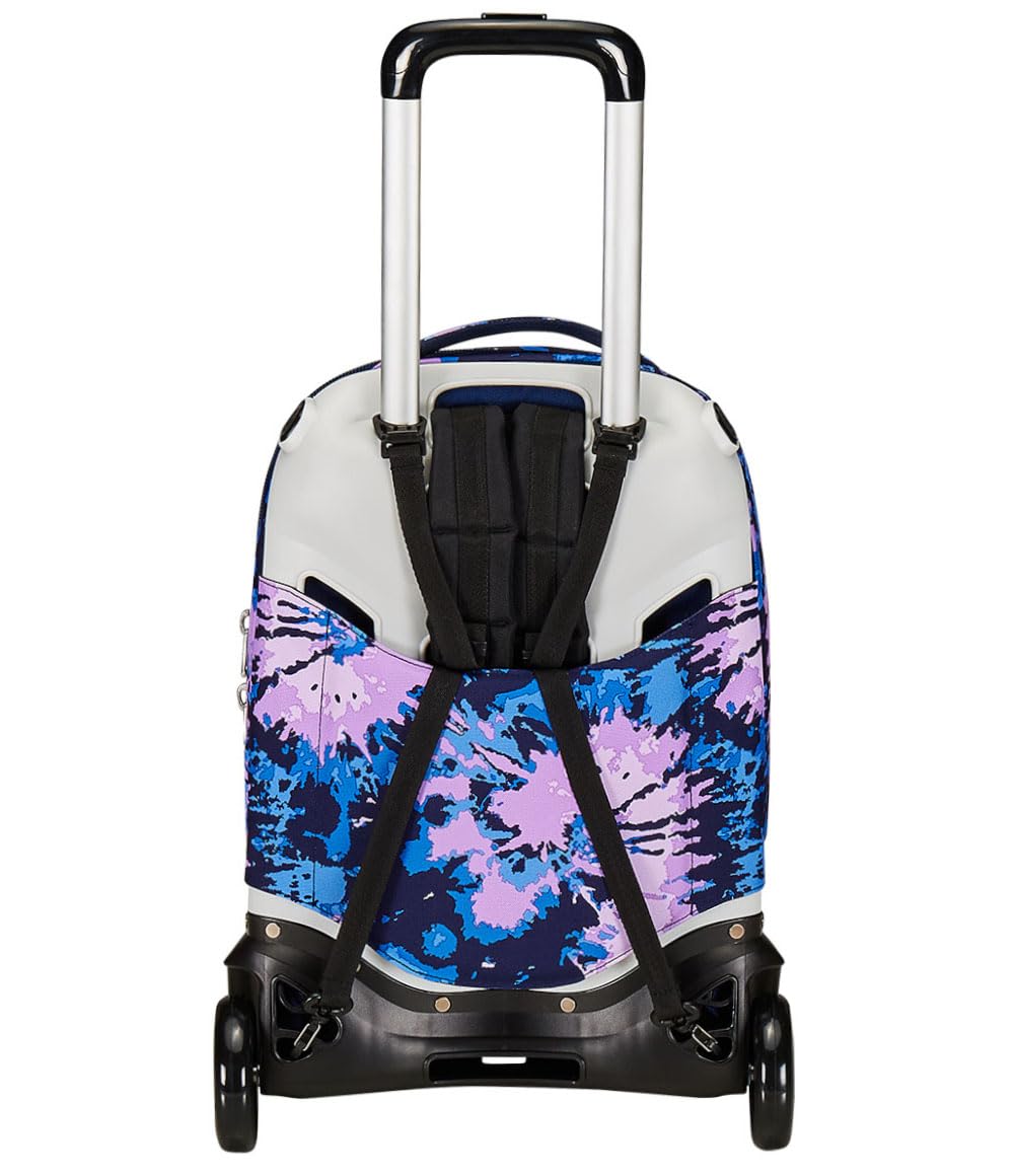 Seven Trolley New Tech, 2 Ruote, Tie & Dye, Viola, 3 in 1, Triplo Uso, Zaino con carrello sganciabile, Zaino Scuola Viaggio, Bambina Ragazza.