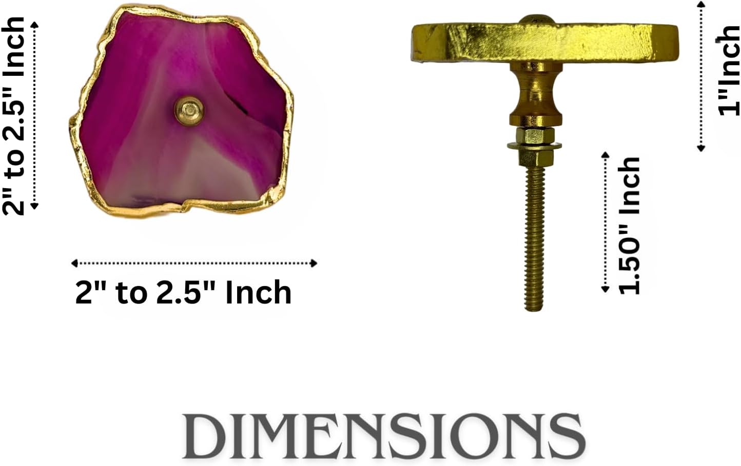 Perilla Home Set of 6 Pink Agate Knobs Kitchen Cabinet Hardware Cupboard Glass Door Dresser Wardrobe and Drawers Pulls