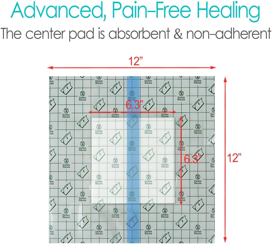 12"x12" Waterproof Shower Cover Incision Bandages for Large Wound with No Glue On The Center Adhesive Transparent Shower Protector Post Surgical Water Barrier Guard Pack of 14